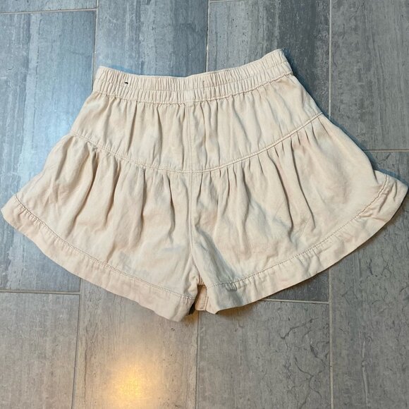 Free People We The Free Fleur High-Rise Flouncy Cotton Denim Shorts Cream Small - Picture 5 of 7